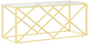 Üveg és rozsdamentes acél dohányzóasztal 110x45x45 cm