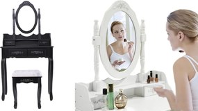 Tükrös fésülködő asztal székkel, Rome több színben-fekete