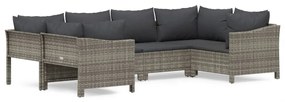 6 részes szürke polyrattan kerti ülőgarnitúra párnákkal