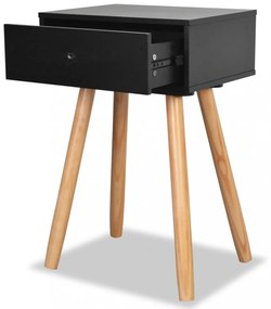 2 db fekete, tömör fenyőfa éjjeliszekrény 40 x 30 x 61 cm