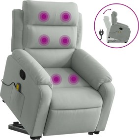 vidaXL világosszürke bársony felállást segítő dönthető masszázsfotel