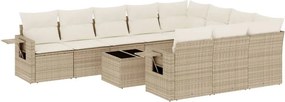 vidaXL 11 részes bézs polyrattan kerti ülőgarnitúra párnákkal