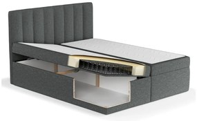 Sötétszürke ágyneműtartós boxspring ágy 140x200 cm Novento – Maison de Rêve