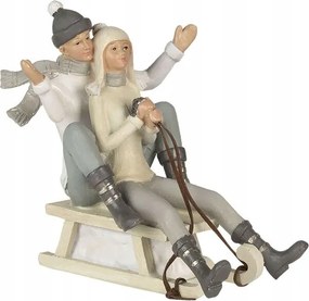 Karácsonyi dekoráció egy pár figurája a szánon, Clayre & Eef