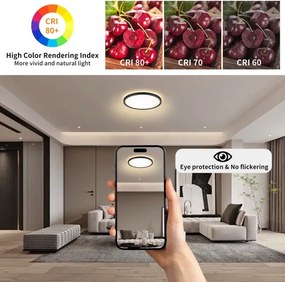 Brilagi - ULTRA SLIM dimmelhető LED lámpatest, 18 W, 230 V, átm. 30 cm, fekete + távirányító