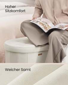 SONGMICS ülőpad tárolóval, tárolódoboz, 38 x 110 x 38 cm, krémfehér