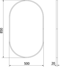 Mexen Loft ovális fürdőszobai tükör 85 x 50 cm, arany keret - 9851-085-050-000-50