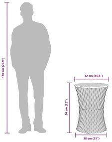szürke polyrattan kerti dob alakú kisasztal