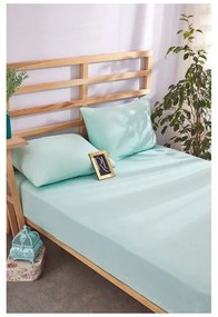 Világoskék gumis pamut lepedő és párnahuzat szett 180x200 cm – Mila Home