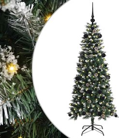 vidaXL Mű karácsonyfa 150 LED-del Zöld 150 cm PVC és Műanyag és Acél