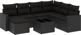 vidaXL 8 részes fekete polyrattan kerti ülőgarnitúra párnákkal