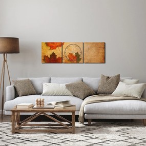 Őszi motívumú kép (órával) (90x30 cm)