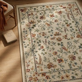 Krémszínű viszkóz szőnyeg 135x195 cm Oriental Flowers – Nouristan