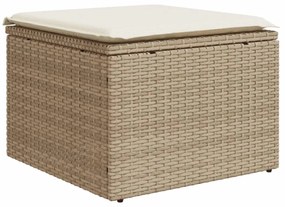 bézs polyrattan kerti szék párnával 55 x 55 x 37 cm