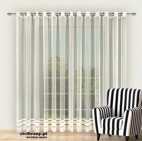 Fehér Függöny Jacquard Klasszikus Csíkos Átvezető 200x255