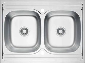 Fidelis kétmedencés inox acél mosogató 80x60 cm szifonnal