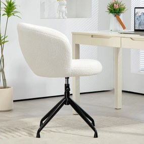HOMCOM Ergonomikus Irodai Szék, Íróasztali Szék, Forgószék, Magasságállítható, 120 kg Teherbírású, Bouclé Szövet Kárpit, Fehér | Aosom