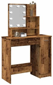 Antik fa színű LED.es fésülködőasztal 86,5 x 35 x 136 cm