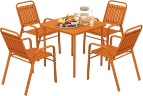 Outsunny 5 részes Kültéri Kerti Szett, Kültéri Asztal 4 Összecsukható Székkel, 80 cm Tágas Felső, Rozsdamentes Acél Váz, Kerti Bútorok, Terasz, Patio,