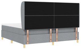 Boxspring Ágy Matrac nélkül, Világosszürke, 200x200 cm, Szövet