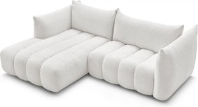 Fehér buklé sarokkanapé (bal oldali-heverő résszel) Azra – Bobochic Paris