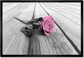 Poszterek keretben 60x40 Púderrózsa a deszkákon