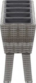 Szürke polyrattan kerti virágtartó 5 kaspóval 118 x 25 x 50 cm