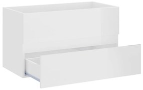 Magasfényű fehér szerelt fa mosdószekrény 80 x 38,5 x 45 cm