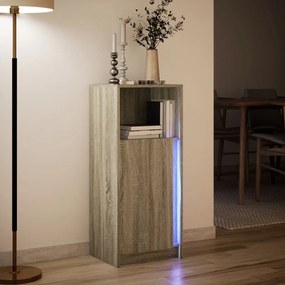 sonoma tölgy szerelt fa tálalószekrény LED-del 42,5x34x100 cm