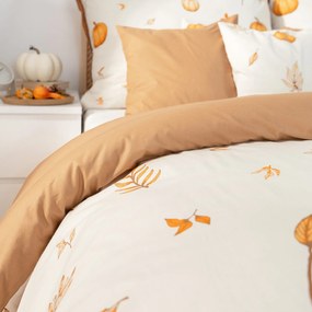 Goldea pamut ágyneműhuzat duo - őszi tökök és levelek, barna színű hátoldal 140 x 200 és 70 x 90 cm