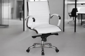 HAMBURG S bőr irodai szék - fehér