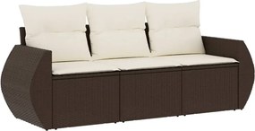 vidaXL 3 részes barna polyrattan kerti ülőgarnitúra párnával