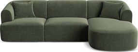 Zöld bársony sarokkanapé (jobb oldali-heverő résszel) Campi – Cosmopolitan Design