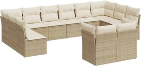 vidaXL 12 részes bézs polyrattan kerti ülőgarnitúra párnákkal