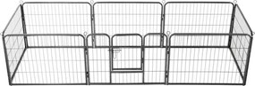 vidaXL fekete színű acél kutyakennel 8 panelből 60 x 80 cm