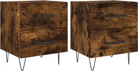 vidaXL 2 db füstös tölgy színű szerelt fa éjjeliszekrény 40x35x47,5 cm