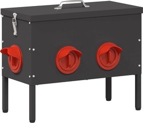 vidaXL Csirke etető Fekete 41,5 x 20,5 x 33 cm Hidegen Hengerelt Acél