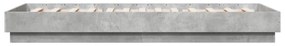 betonszürke ágykeret LED-világítással 100x200 cm