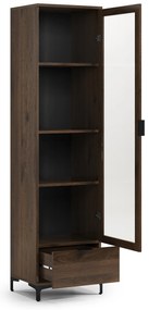 Mazzoni LANA W-50 vitrines szekrény Elegáns Dió - 1 AJTÓS FIÓKOS VITRINES SZEKRÉNY