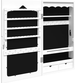 fehér falra szerelhető tükrös ékszerszekrény 37,5x10x67 cm