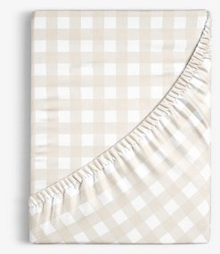 Goldea pamut körgumis lepedő - latté kockás 80 x 160 cm