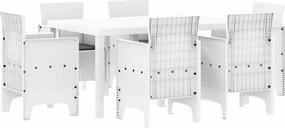 vidaXL Kert étkező szett 7 pcs Fehér Polt rattan