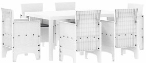 vidaXL Kert étkező szett 7 pcs Fehér Polt rattan
