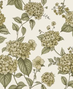 Holden Decor Wanderlust Hortensia okkersárga-zöld virágos vlies tapéta – 92122