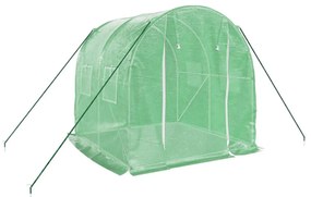 zöld acélvázas melegház 4 m² 2 x 2 x 2 m