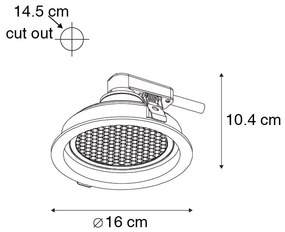 Okos, süllyesztett spotlámpa fekete, állítható, Wifi GU10 111mm-rel - Coop 111 Honey