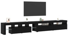 TV szekrények 3 db LED világítással Fekete tölgy Mérnöki fa