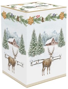 Karácsonyi porcelán nagy bögre 600 ml szarvasos White Forest díszdobozban