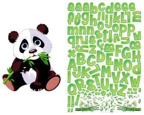 Bamboo pandás falmatrica szett, betűkkel - Ambiance