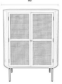 Krémszínű rattan szekrény 80x100 cm Amaya – White Label